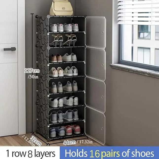 HOOBRO Shoe Rack for Home - Plastic Rack with Door