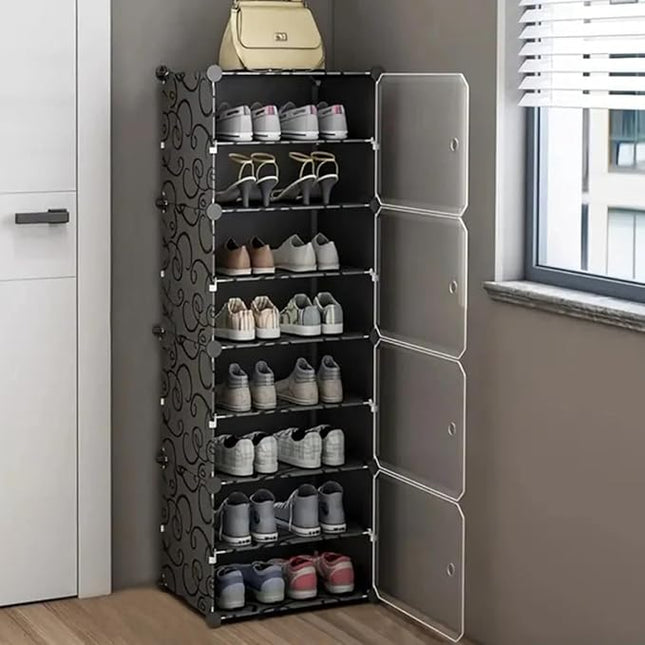 HOOBRO Shoe Rack for Home - Plastic Rack with Door