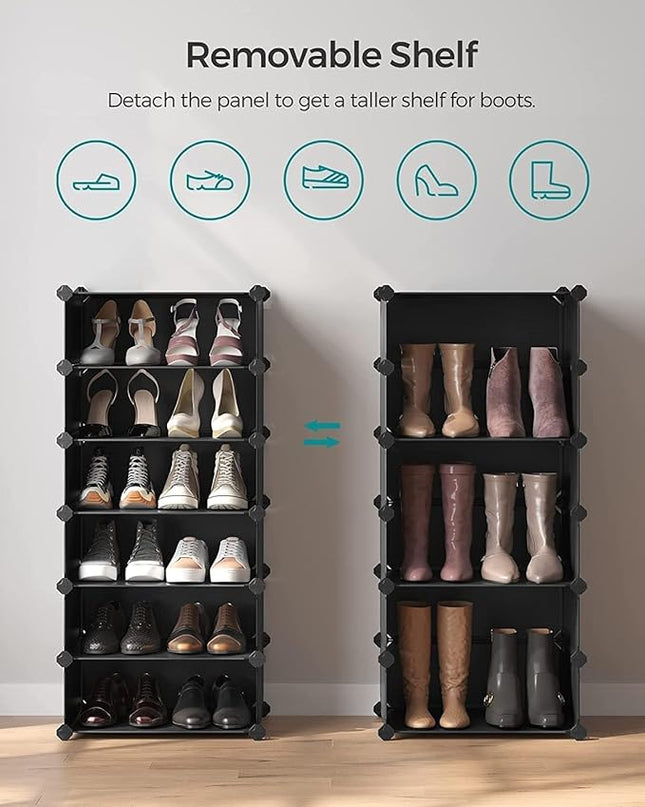 HOOBRO Shoe Rack for Home - Plastic Rack with Door
