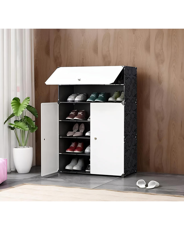 EVRUM 6 Shelf DIY Shoe Rack Plastic - Multi-Purpose Shoe Rack for Home Plastic Shelves