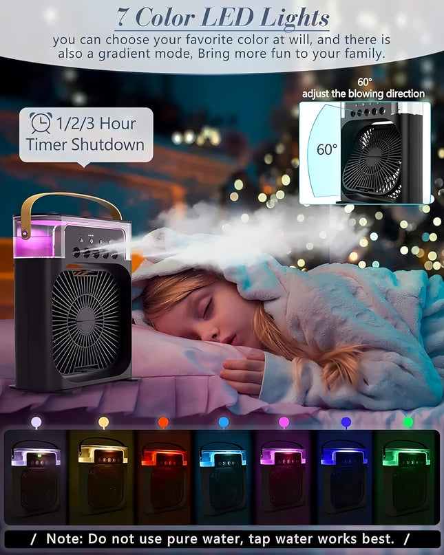 Portable Mini Cooler Rechargeable Air Conditioner Water Cooler Small AC for Office, Home Cooling,