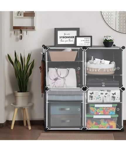 ABOUT SPACE Shoe Rack for Home with Door - 24 Pair DIY Slipper Stand with Hanger, 4 Cube Expandable Shelves Closed Shoes Rack for Home Men, Women Heels Boots Flip-Flops (White-L 80 x B 30 x H 90 cm) (Copy)