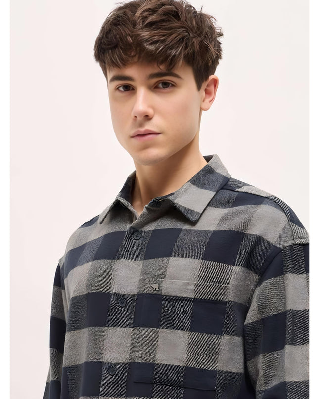 THE BEAR HOUSE  Men Relaxed Fit Fit Checkered Spread Collar Casual Shirt