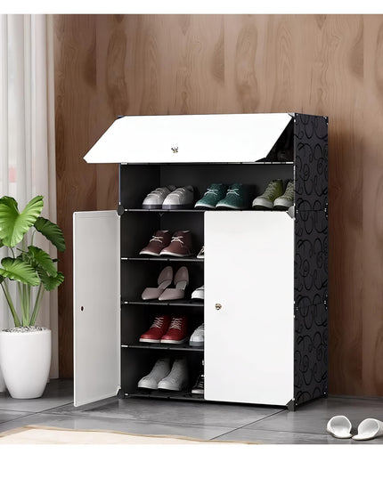 EVRUM 6 Shelf DIY Shoe Rack Plastic - Multi-Purpose Shoe Rack for Home Plastic Shelves