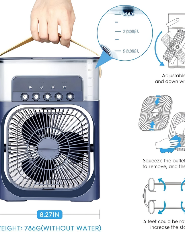 Portable Mini Cooler Rechargeable Air Conditioner Water Cooler Small AC for Office, Home Cooling,
