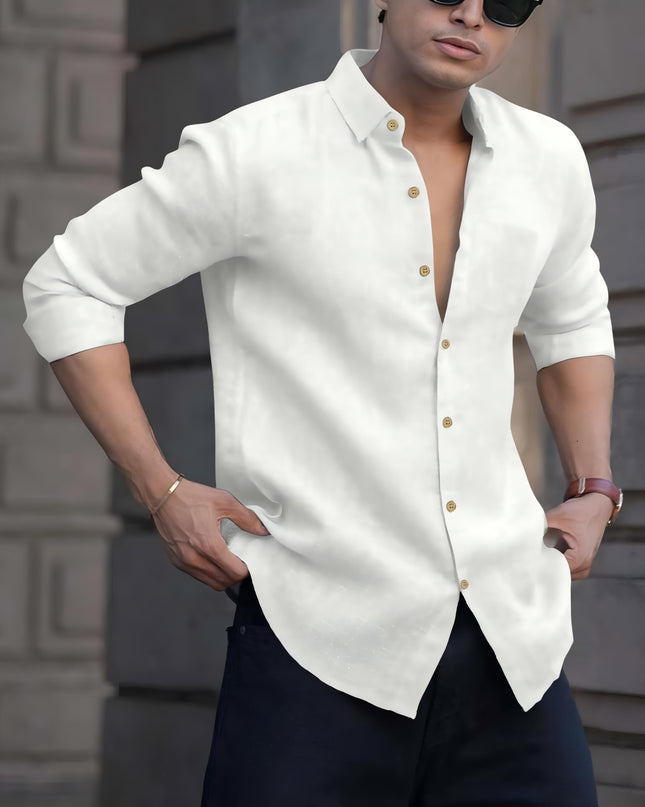 KIYATRA  Men Regular Fit Solid Curved Collar Casual Shirt (Copy)