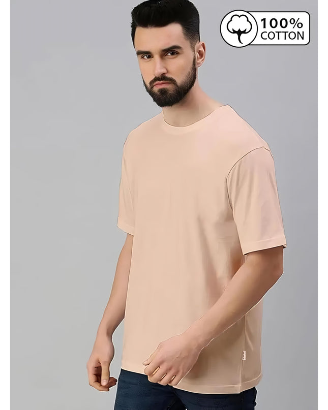 Veirdo® Oversized Baggy Fit Drop Shoulder Half Sleeves Round Neck Solid Pure 100% Cotton T-Shirt for Men (Available in White, Black, Mustard, Maroon, Green, Lilac, Navy,