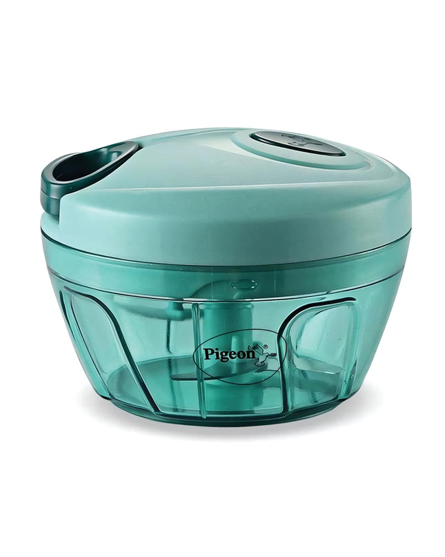 Pigeon Polypropylene Mini Handy and Compact Chopper with 3 Blades for Effortlessly Chopping Vegetables and Fruits for Your Kitchen (12420, Green, 400 ml)