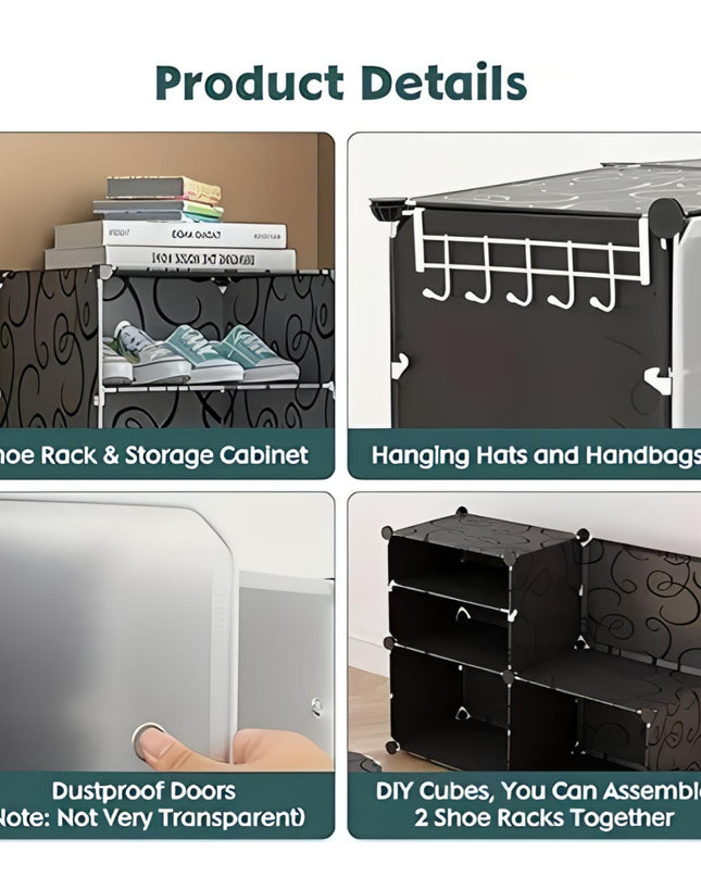 EVRUM 6 Shelf DIY Shoe Rack Plastic - Multi-Purpose Shoe Rack for Home Plastic Shelves
