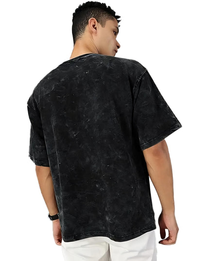 boffi ... 100% Cotton Oversized T-Shirt Unisex Drop Shoulder Dye Washed Street Look Black Pack of 1
