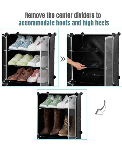 ABOUT SPACE Shoe Rack for Home with Door - 24 Pair DIY Slipper Stand with Hanger, 4 Cube Expandable Shelves Closed Shoes Rack for Home Men, Women Heels Boots Flip-Flops (White-L 80 x B 30 x H 90 cm) (Copy)
