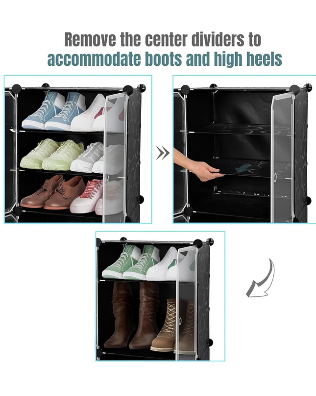 ABOUT SPACE Shoe Rack for Home with Door - 24 Pair DIY Slipper Stand with Hanger, 4 Cube Expandable Shelves Closed Shoes Rack for Home Men, Women Heels Boots Flip-Flops (White-L 80 x B 30 x H 90 cm) (Copy)