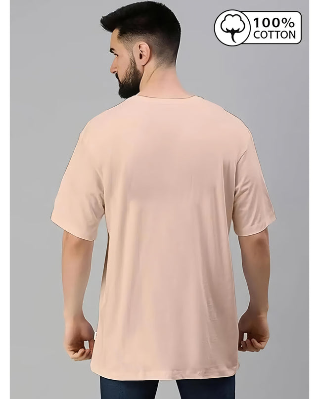 Veirdo® Oversized Baggy Fit Drop Shoulder Half Sleeves Round Neck Solid Pure 100% Cotton T-Shirt for Men (Available in White, Black, Mustard, Maroon, Green, Lilac, Navy,